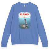 Purrmaid Flounder 'CLAWS' Raglan Crewneck, shown in Heather Royal