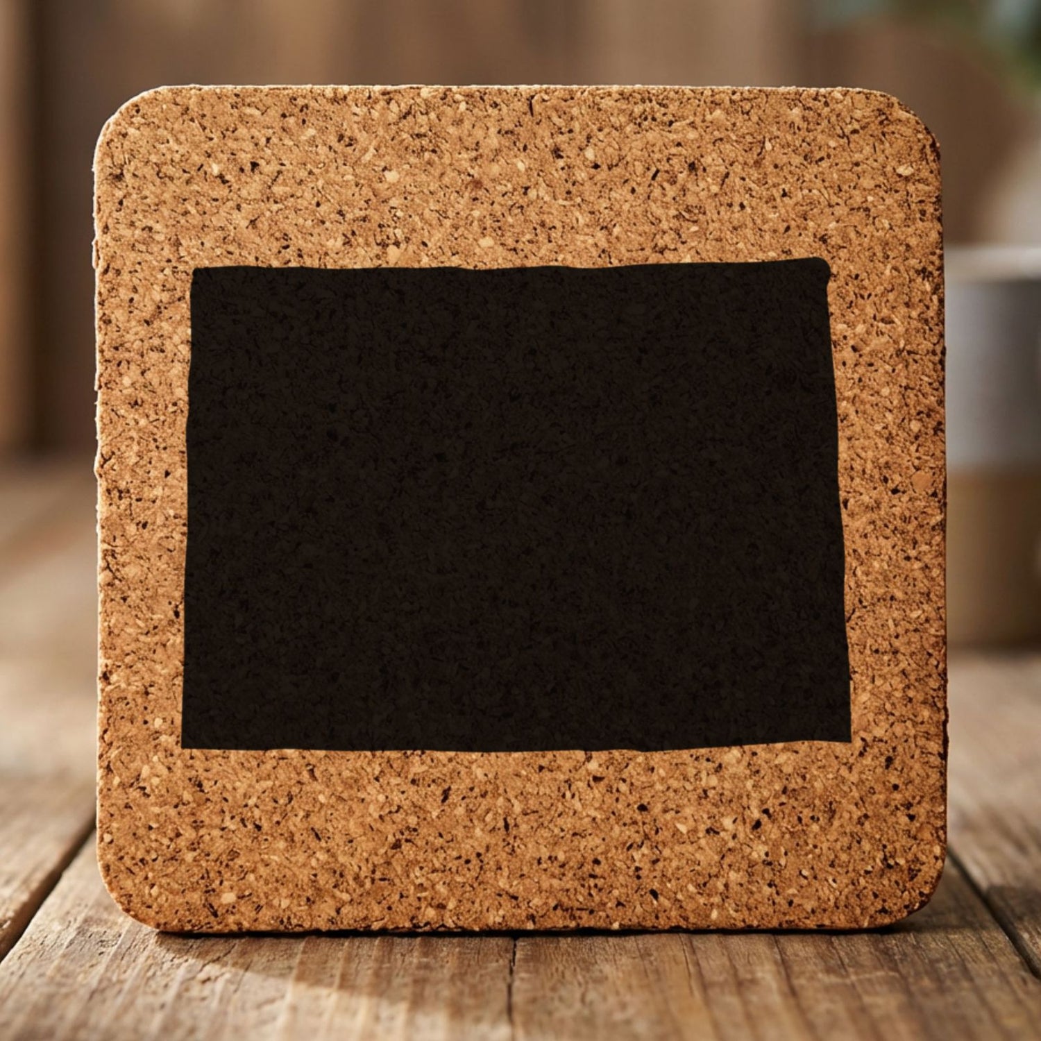 Colorado square cork coaster with the full state shape engraved