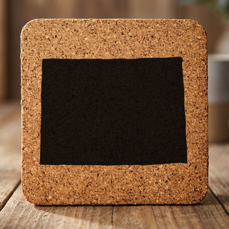 Colorado square cork coaster with the full state shape engraved