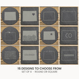 Colorado slate coaster set, laser engraved natural stone