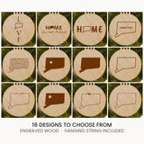 Connecticut wood Christmas ornament, laser engraved natural wood