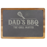 "Dad’s BBQ" Acacia Wood & Slate Cutting Board - Laser Engraved