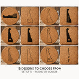 Delaware cork coaster set, laser engraved natural cork