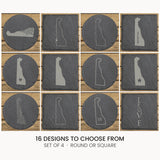 Delaware slate coaster set, laser engraved natural stone