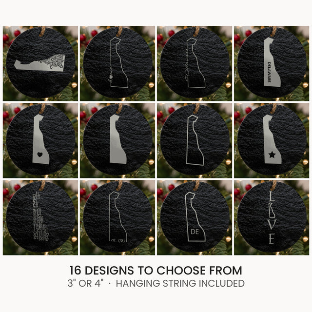 Delaware slate Christmas ornament, laser engraved natural stone