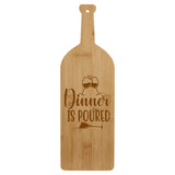 Bamboo Wine Bottle-Shaped Cutting Board – "Dinner is Poured" Design