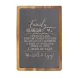 "Family Recipe" Acacia & Slate Cutting Board - Laser Engraved