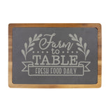 Farm to Table Engraved Acacia Wood & Slate Cutting Board