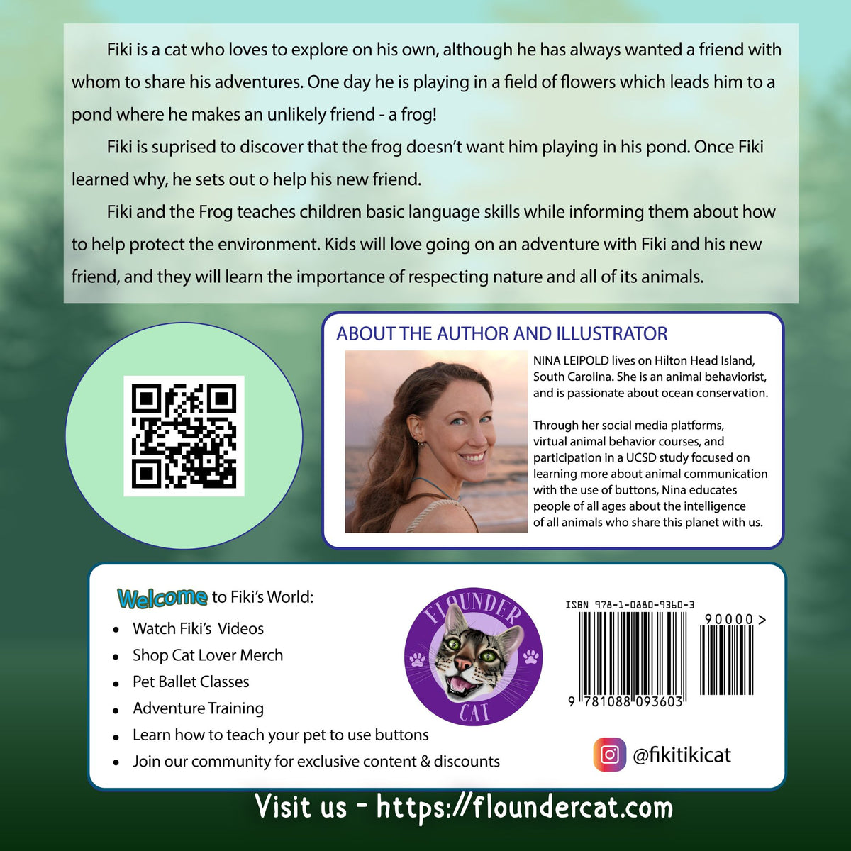 back cover of the fiki and the frog children's book 