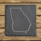 Georgia square slate coaster engraved with a clean state outline