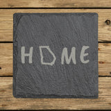 Georgia square slate coaster engraved with HOME using the state outline as the letter O