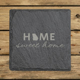 Georgia square slate coaster engraved with HOME sweet home using the state shape as the letter O