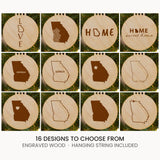 Georgia wood Christmas ornament, laser engraved natural wood