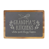 Grandma's Kitchens Where Great Things Happen Engraved Acacia Wood & Slate Cutting Board