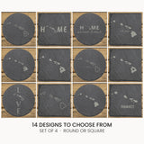 Hawaii slate coaster set, laser engraved natural stone