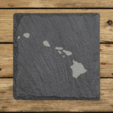 Hawaii square slate coaster with the full state shape engraved
