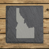 Idaho square slate coaster with the full state shape engraved