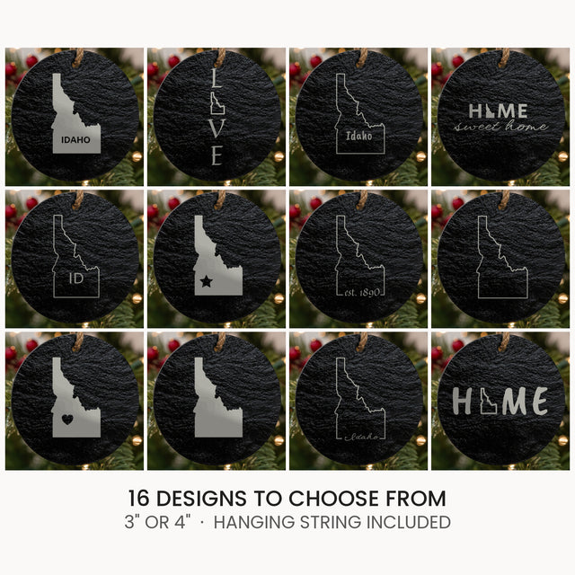 Idaho slate Christmas ornament, laser engraved natural stone