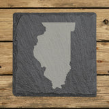 Illinois square slate coaster with the full state shape engraved