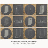Indiana slate coaster set, laser engraved natural stone