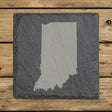 Indiana square slate coaster with the full state shape engraved
