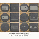 Kansas slate coaster set, laser engraved natural stone