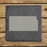 Kansas square slate coaster with the full state shape engraved