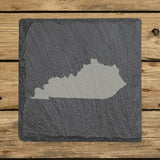 Kentucky square slate coaster with the full state shape engraved