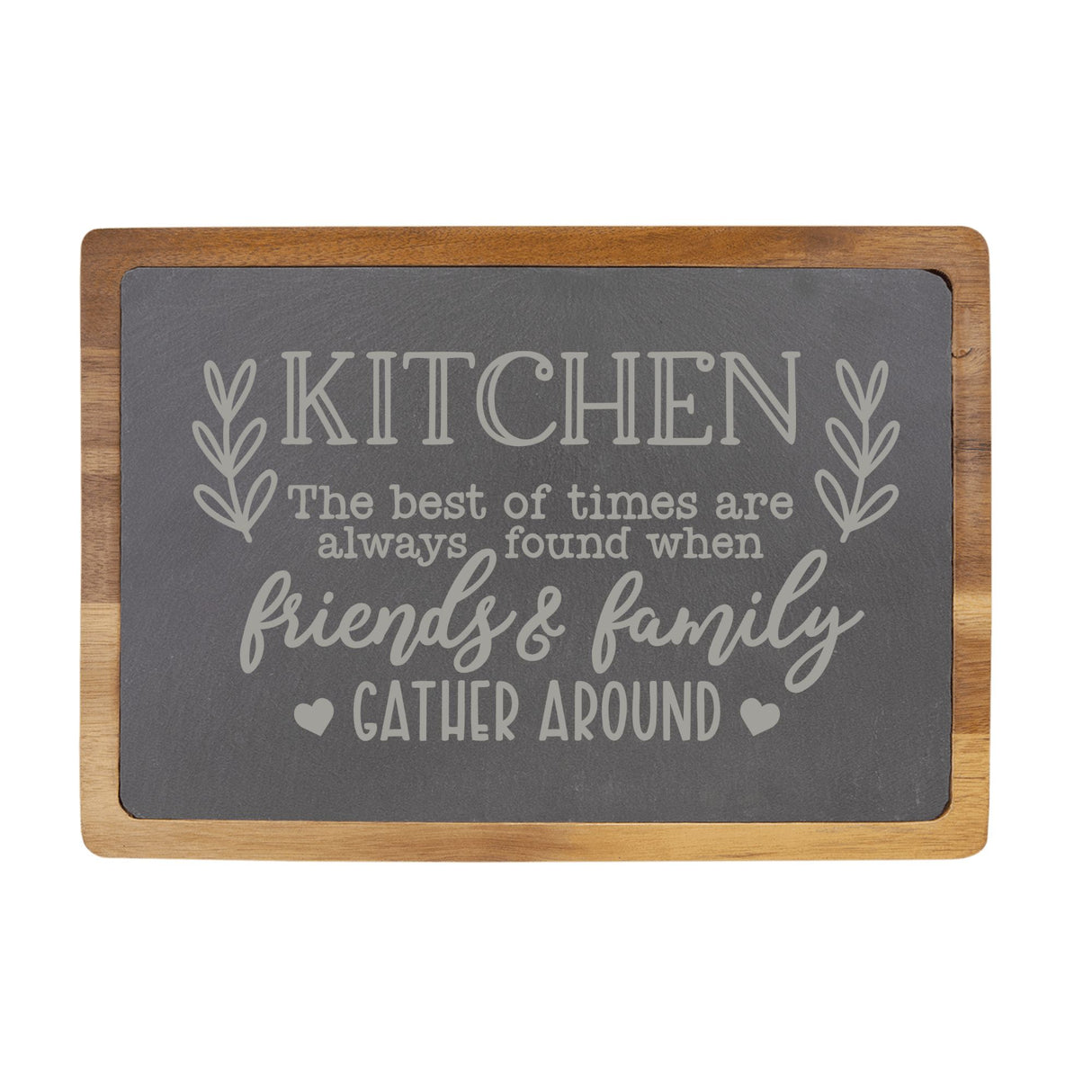 Kitchen: The Best of Times... Engraved Acacia Wood & Slate Cutting Board