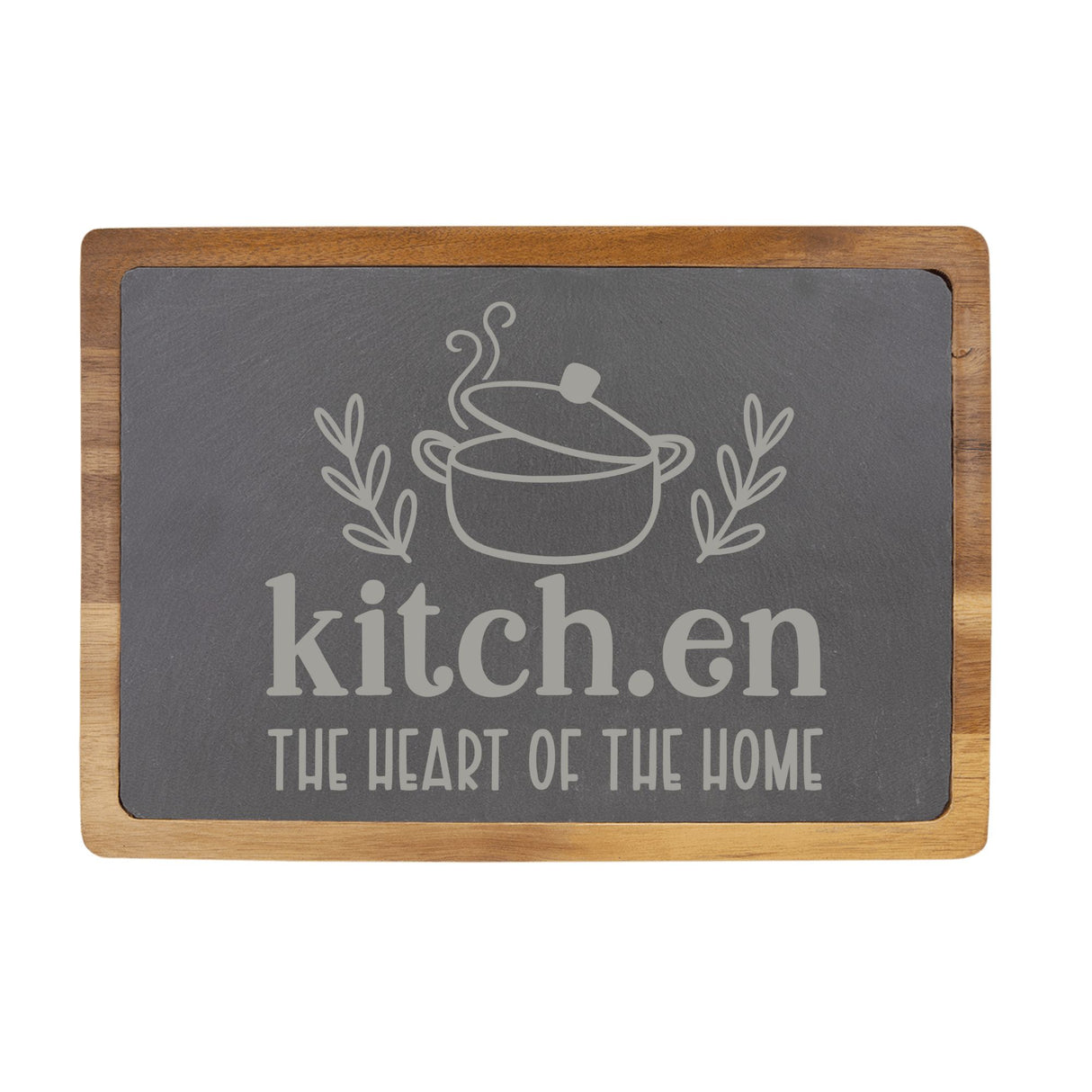Kitchen: The Heart of the Home Engraved Acacia Wood & Slate Cutting Board