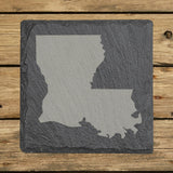 Louisiana square slate coaster with the full state shape engraved