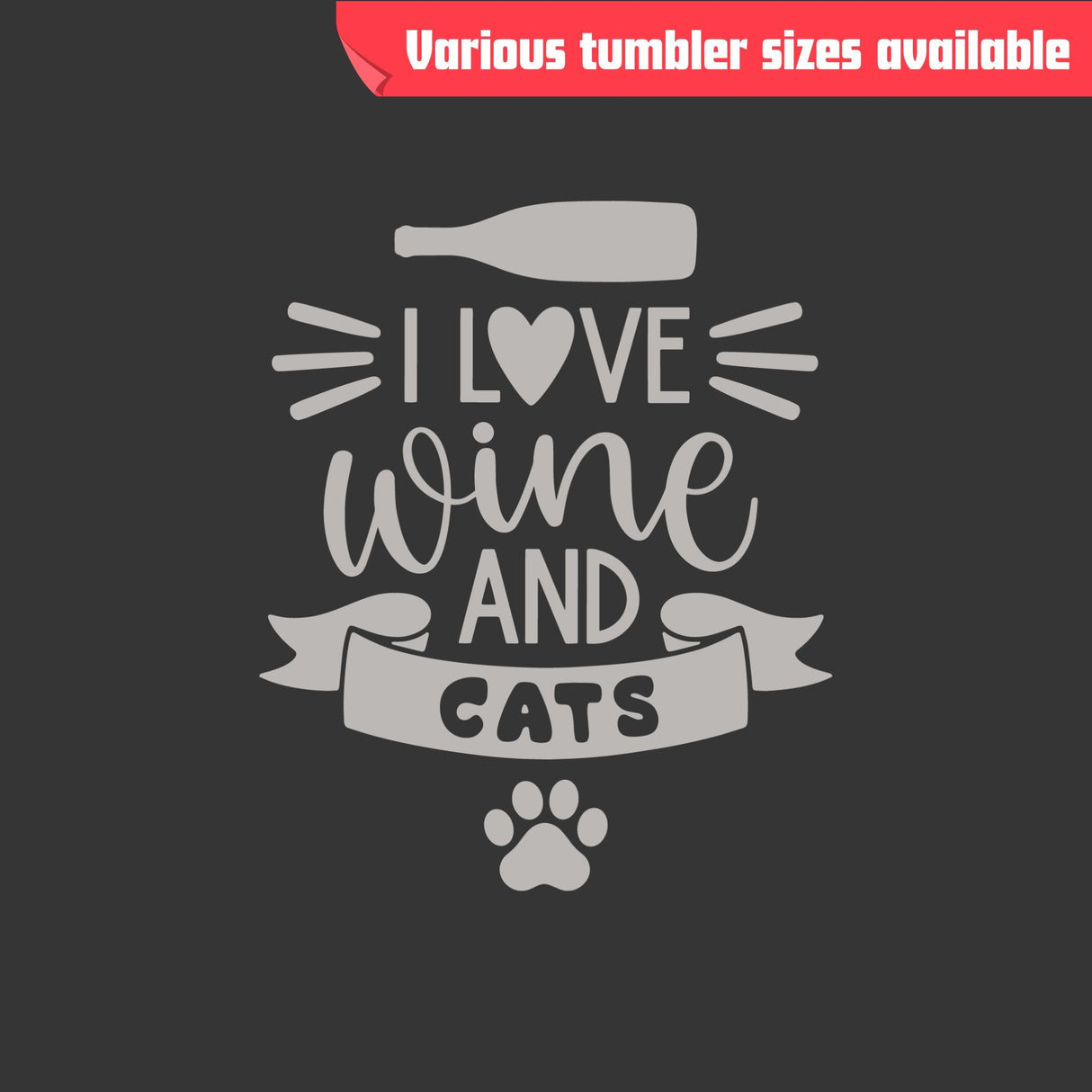 I Love Wine and Cats Tumbler - Laser Engraved Stainless Steel, Insulated