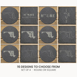 Maryland slate coaster set, laser engraved natural stone