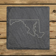 Maryland square slate coaster engraved with a clean state outline