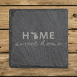 Michigan square slate coaster engraved with HOME sweet home using the state shape as the letter O