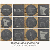 Minnesota slate coaster set, laser engraved natural stone