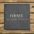 Minnesota square slate coaster engraved with HOME sweet home using the state shape as the letter O