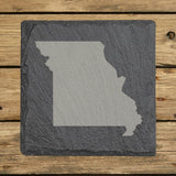 Missouri square slate coaster with the full state shape engraved