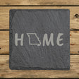 Missouri square slate coaster engraved with HOME using the state outline as the letter O