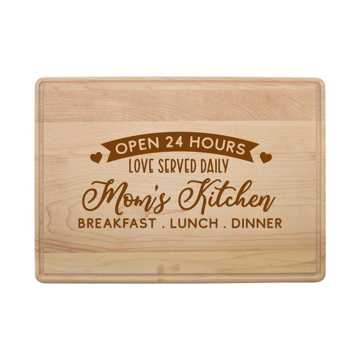 Laser Engraved Maple Cutting Board – "Mom's Kitchen" Design