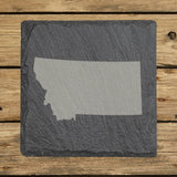 Montana square slate coaster with the full state shape engraved