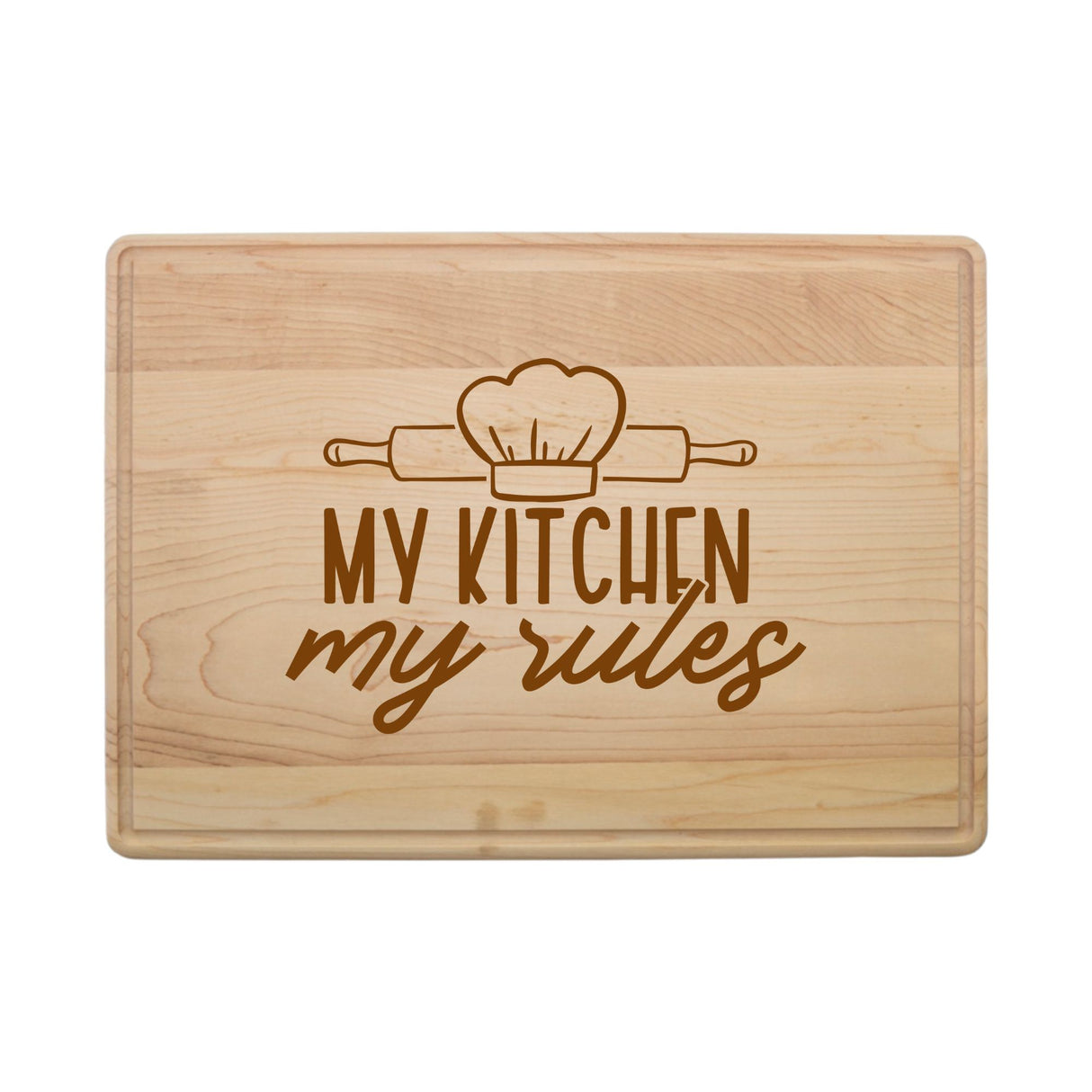 Laser Engraved Maple Cutting Board – "My Kitchen, My Rules" Design