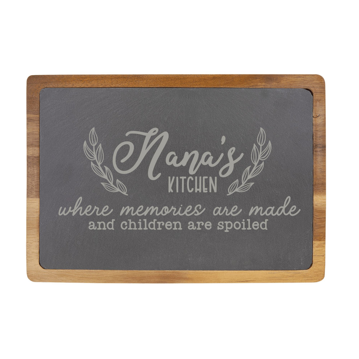 Nana's Kitchen Engraved Acacia Wood & Slate Cutting Board