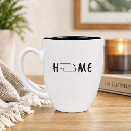 Nebraska Home 16 oz Ceramic Coffee Mug, State Outline Design