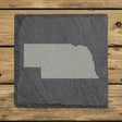 Nebraska square slate coaster with the full state shape engraved