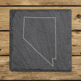 Nevada square slate coaster engraved with a clean state outline