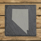 Nevada square slate coaster with the full state shape engraved