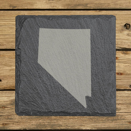Nevada square slate coaster with the full state shape engraved