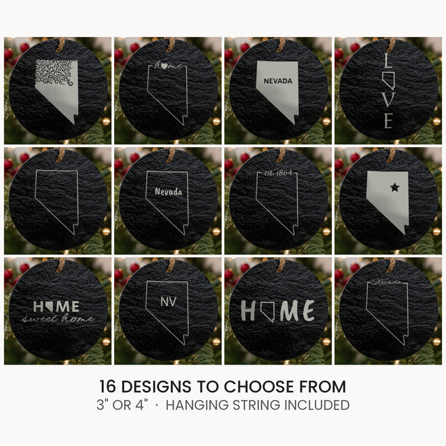 Nevada slate Christmas ornament, laser engraved natural stone