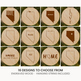 Nevada wood Christmas ornament, laser engraved natural wood